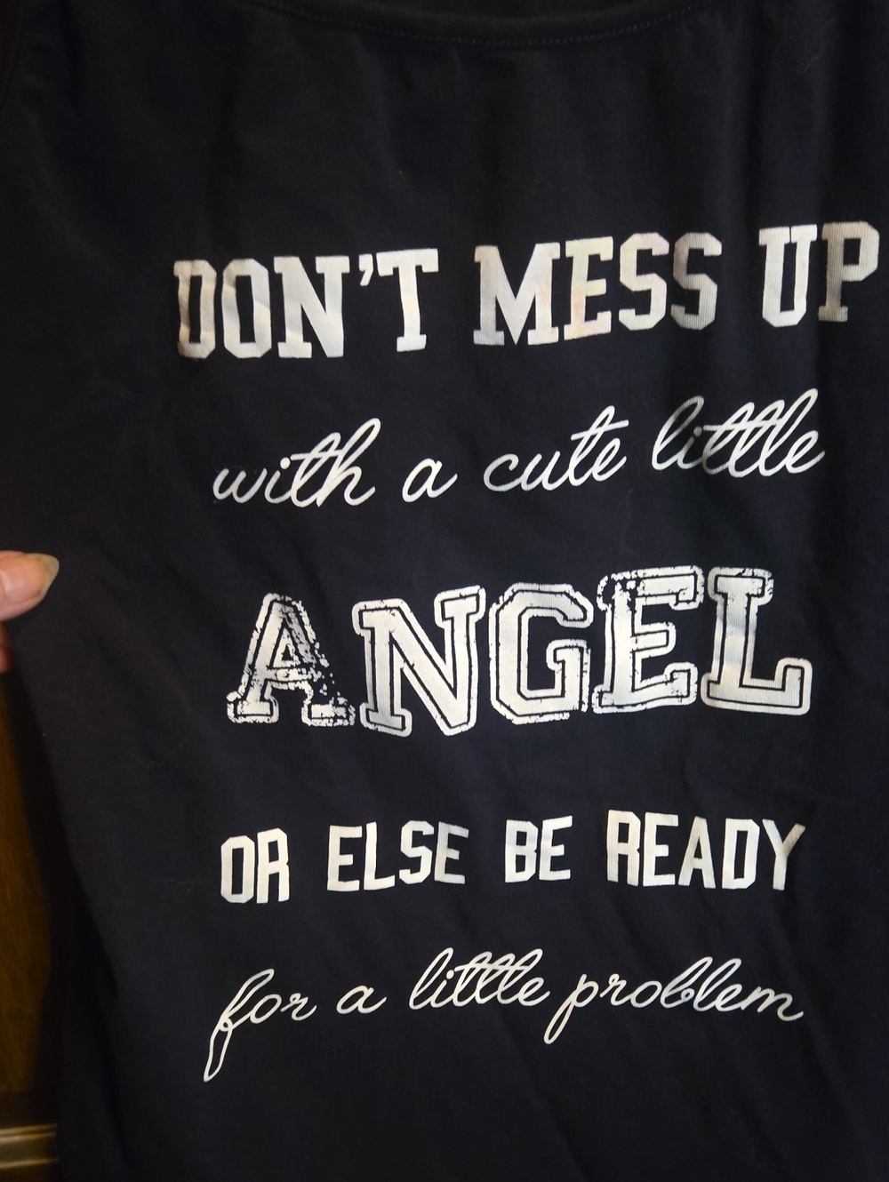 Women's Black Graphic Camisole - Don't Mess Up Angel